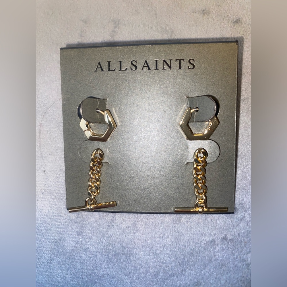 BNWT All Saints Hexagon Hoops Earrings & Drop Earrings $55
